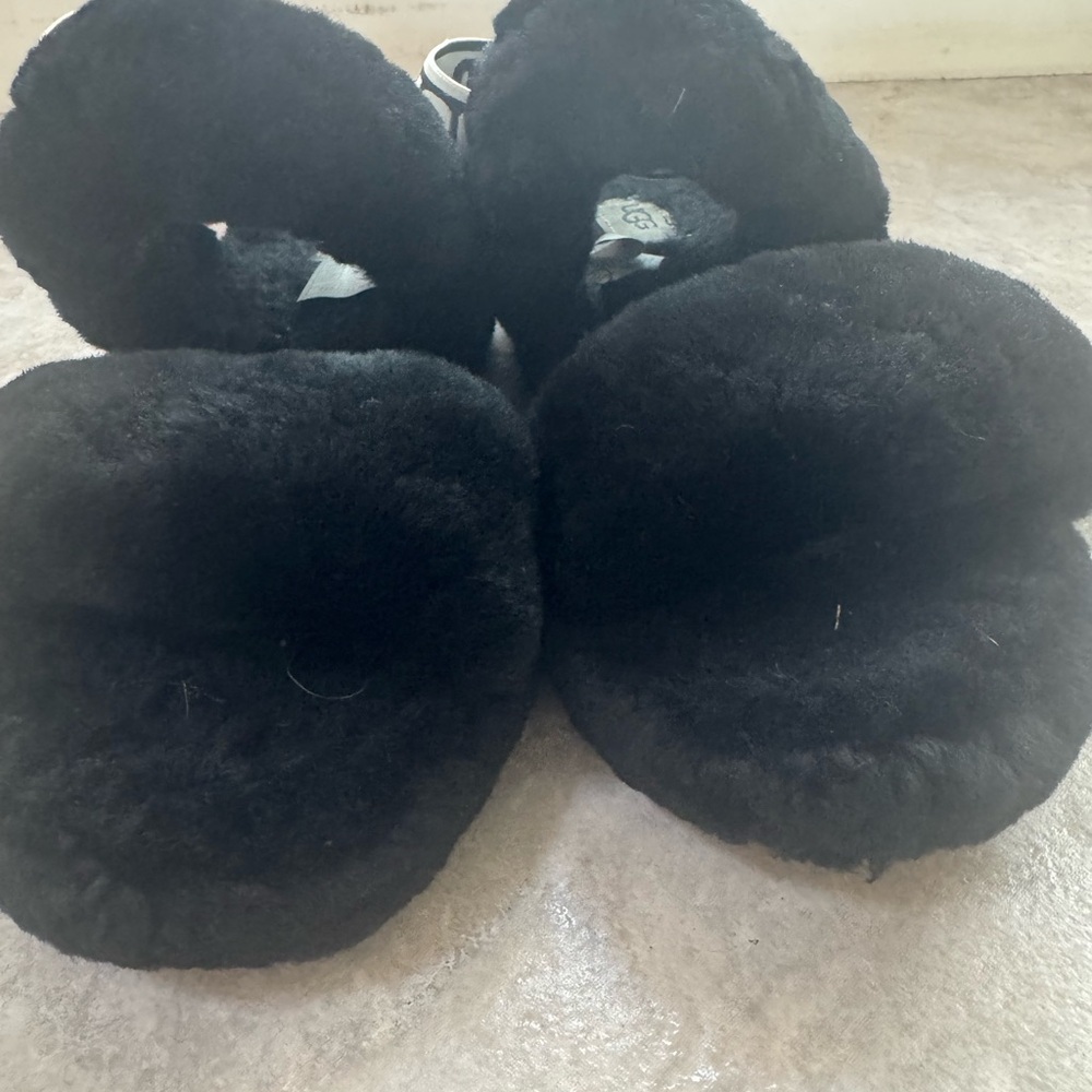 UGG Fluff Yeah Slides in Black - Iconic Plush Comfort - Picture 4 of 6